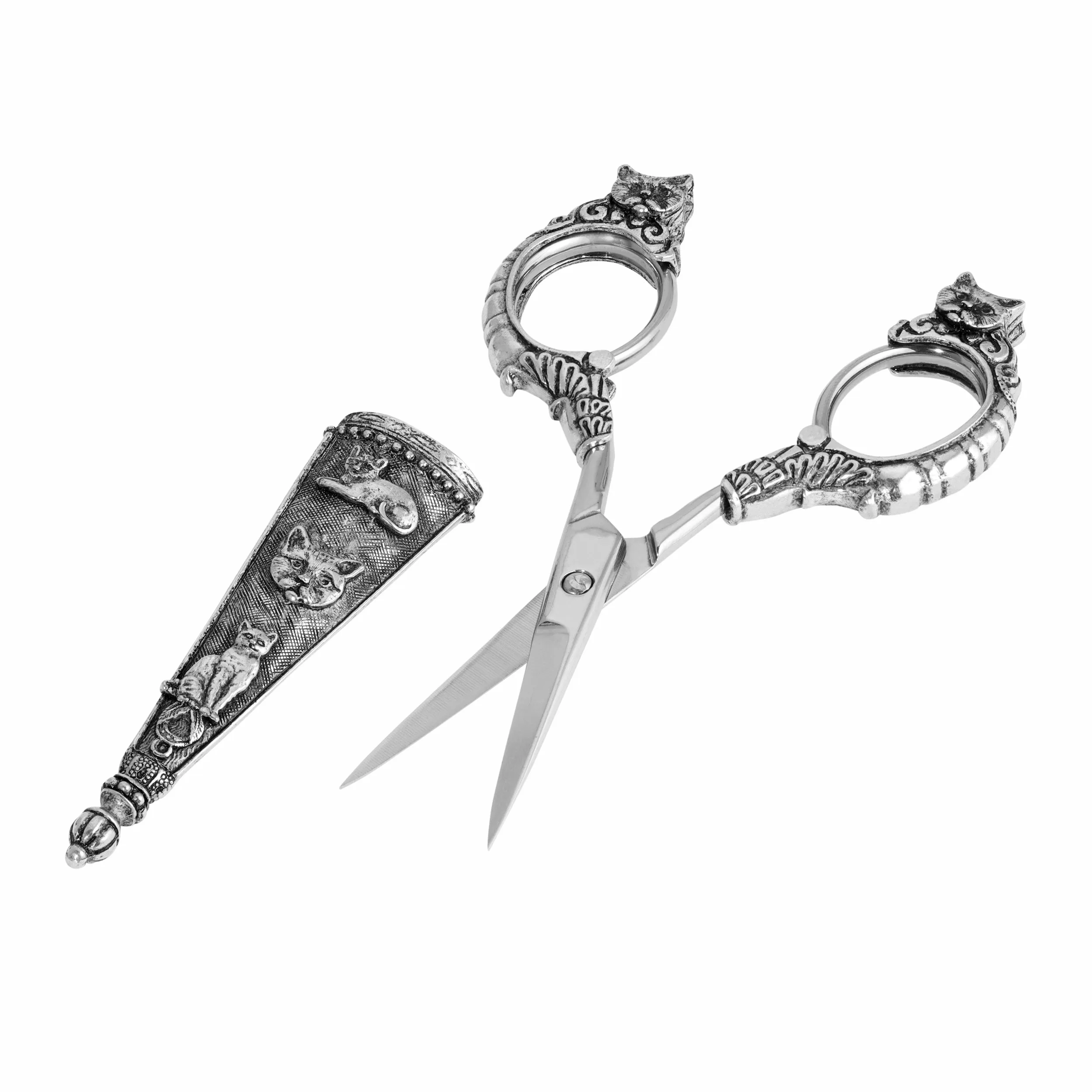 1928 Jewelry Antiqued Classic Cat Scissors