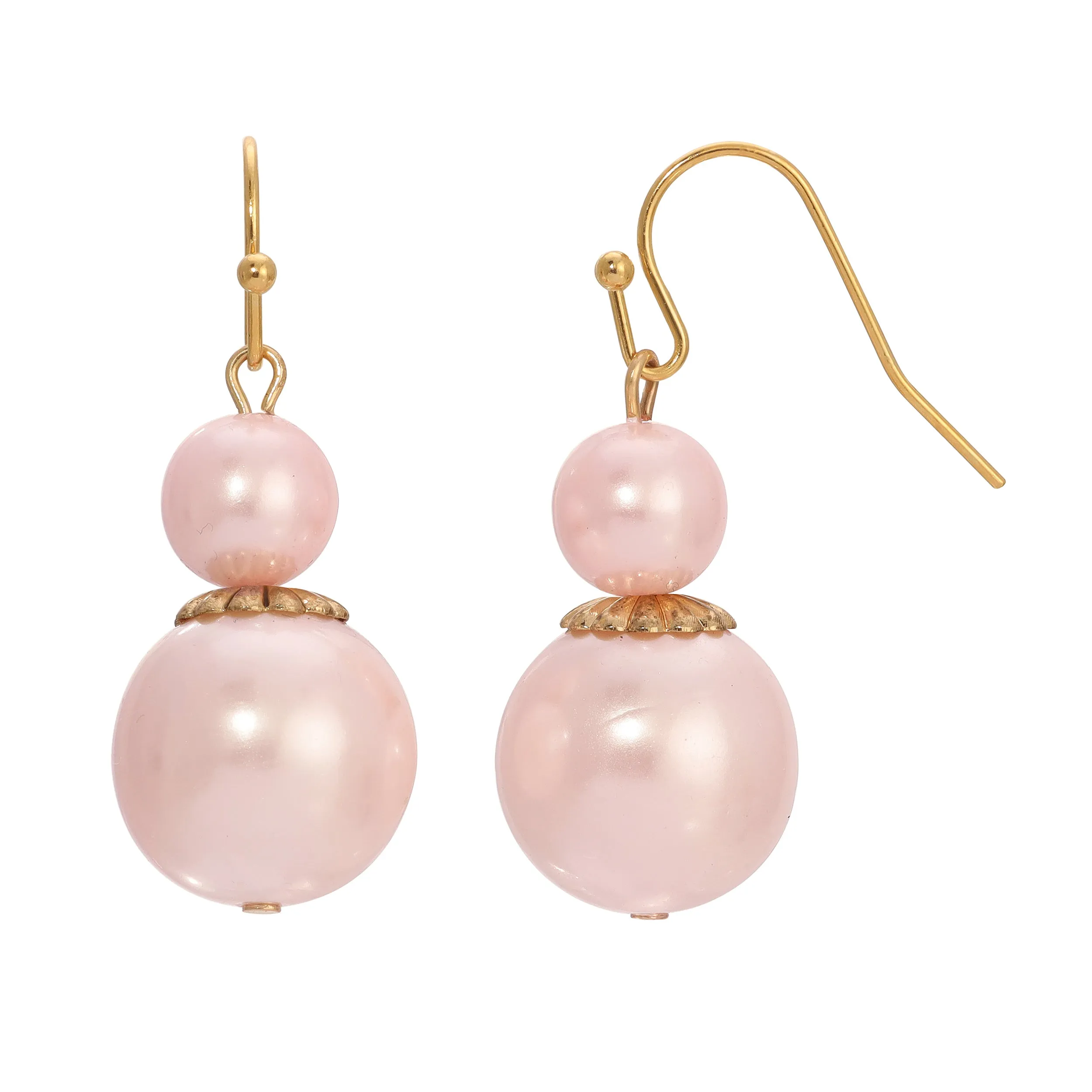 1928 Jewelry Pink Faux Pearl Dangle Earrings