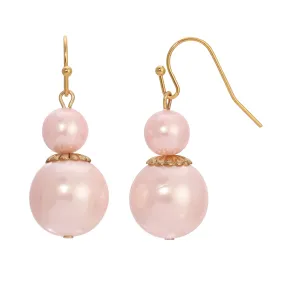 1928 Jewelry Pink Faux Pearl Dangle Earrings