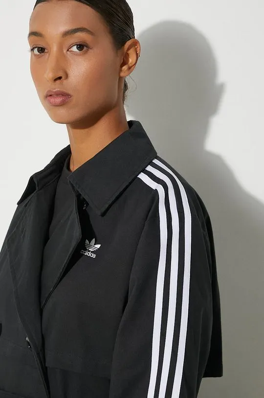 adidas Originals coat Tcoat Twill women’s black color IZ0381