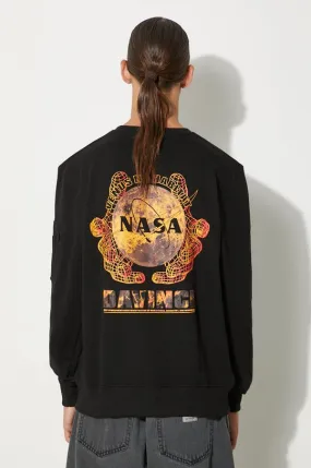 Alpha Industries sweatshirt NASA Davinci Sweater men's black color