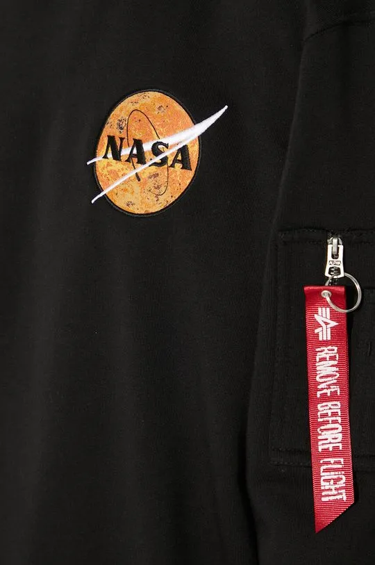 Alpha Industries sweatshirt NASA Davinci Sweater men's black color