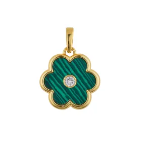 ASHA MALACHITE PETAL CHARM WITH CZ