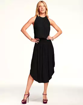 AUDREY SMOCKED MIDI DRESS (BLACK) - RAMY BROOK