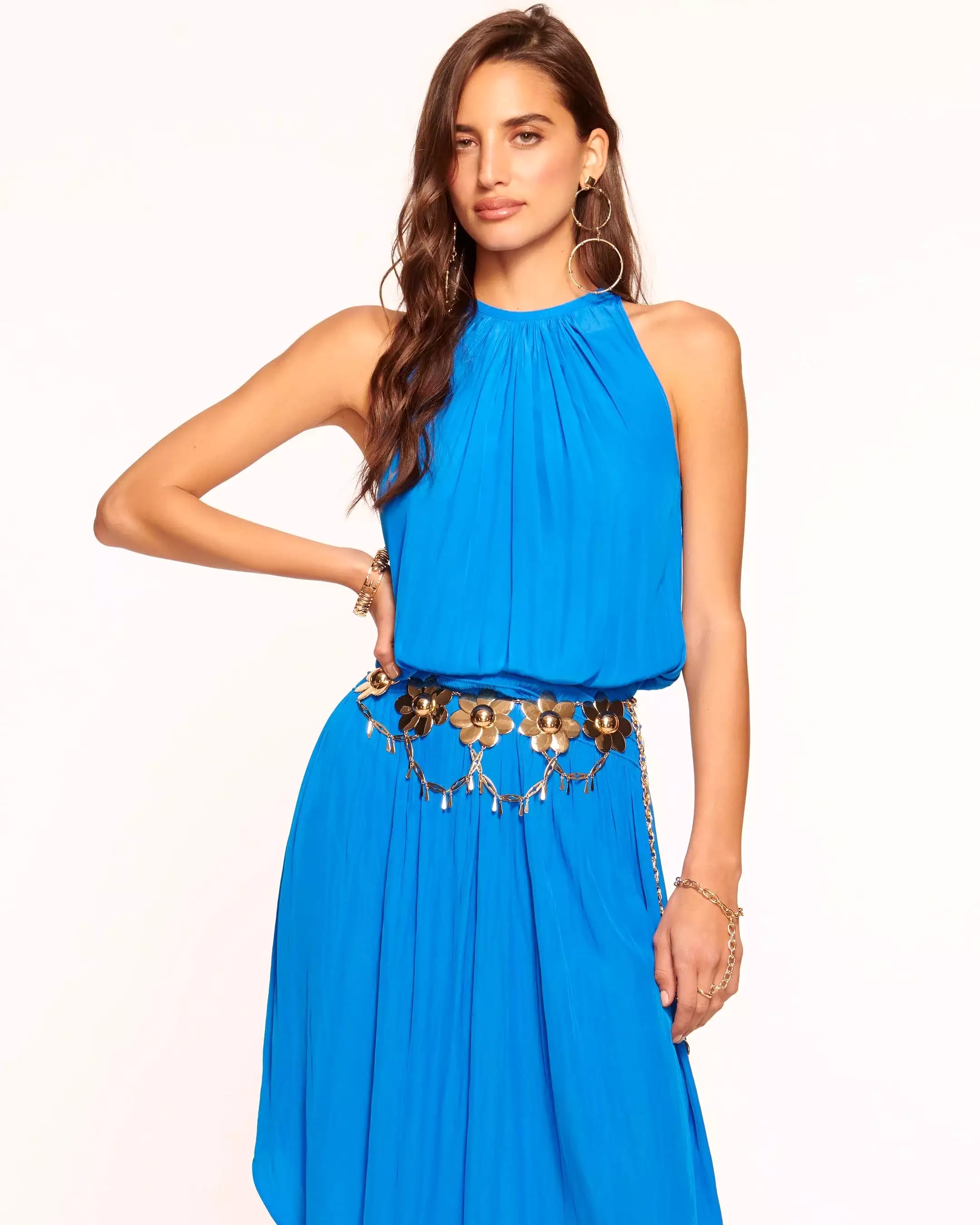 AUDREY SMOCKED MIDI DRESS (MARRAKECH BLUE) - RAMY BROOK