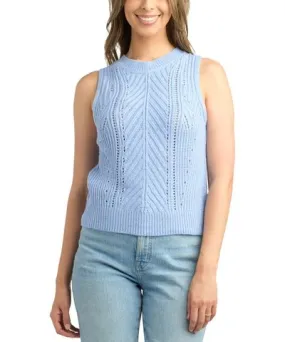 BCX Juniors' Pointelle Cable-Knit Sleeveless Sweater