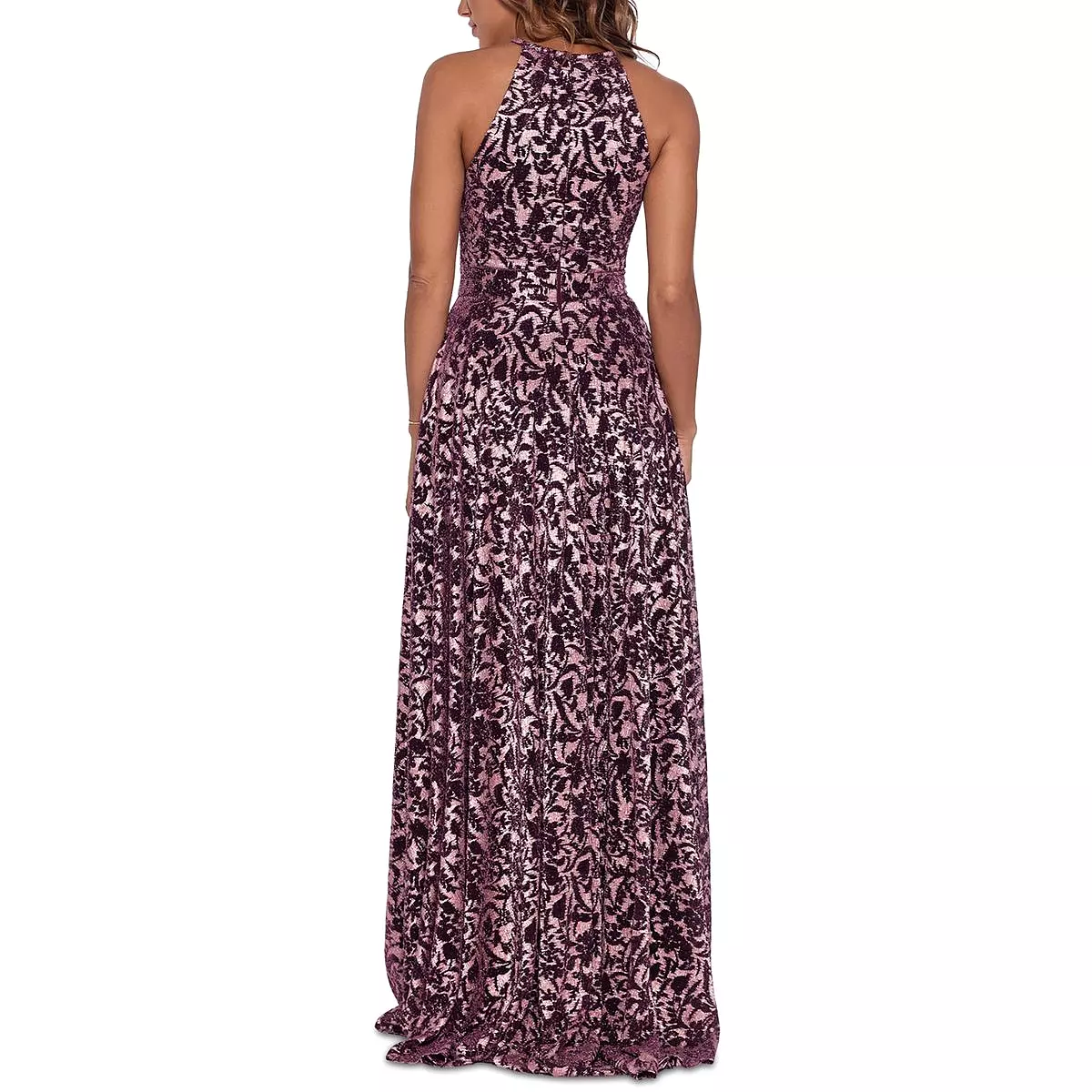 Betsy & Adam Womens Petites Metallic Burnout Maxi Dress