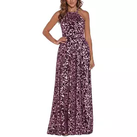 Betsy & Adam Womens Petites Metallic Burnout Maxi Dress