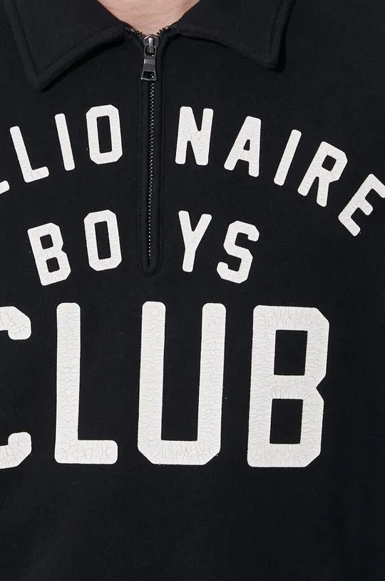 Billionaire Boys Club cotton sweatshirt Collared Half Zip Sweater black color with a print B24125