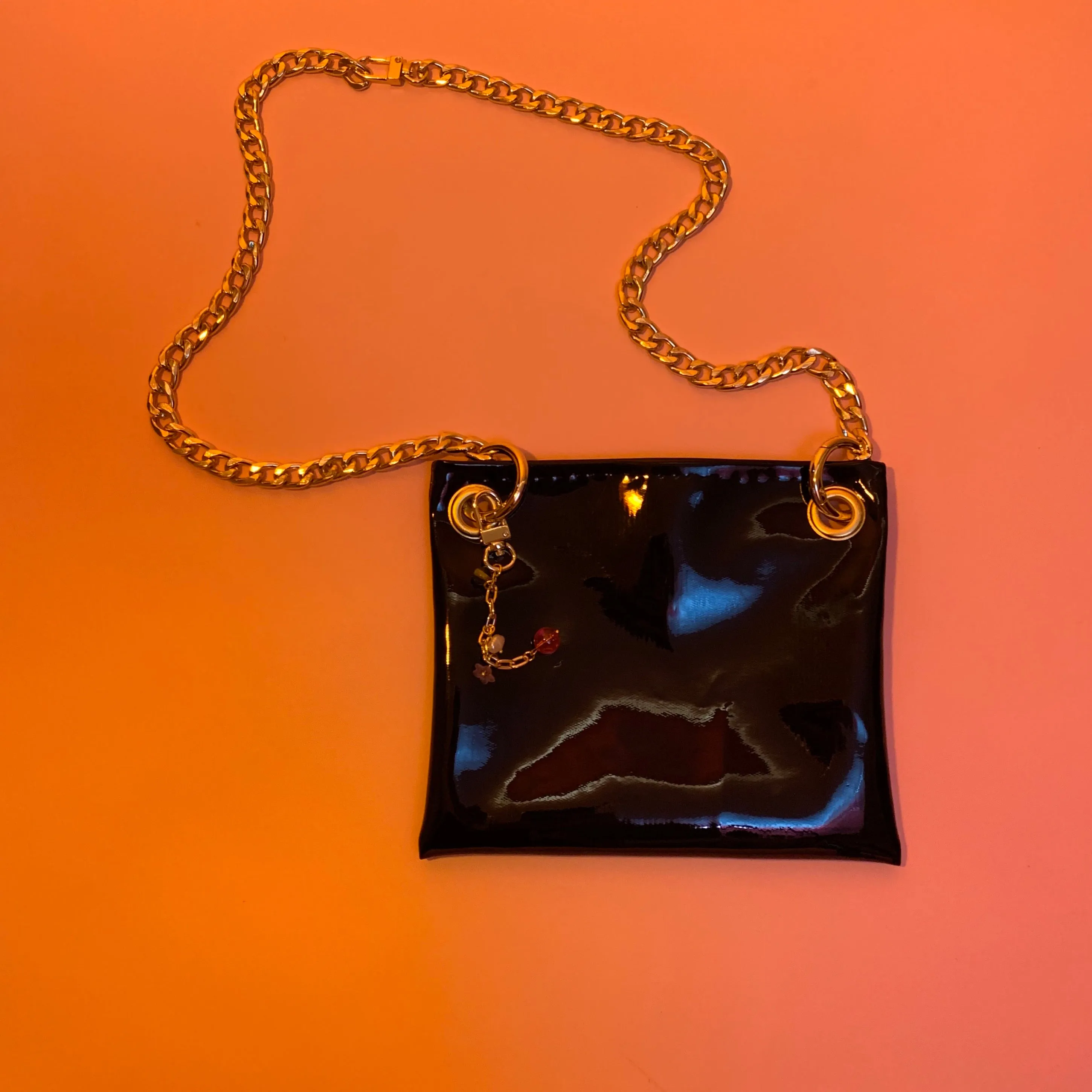 Black vinyl armpit bag