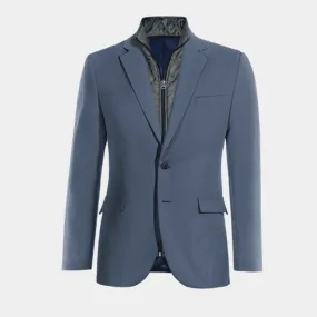  Blazer azul acero de entretiempo con pieza gilet