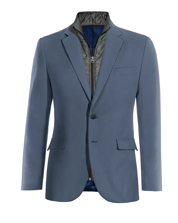  Blazer azul acero de entretiempo con pieza gilet