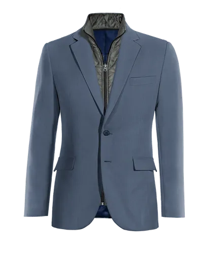  Blazer azul acero de entretiempo con pieza gilet