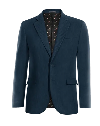  Blazer azul de pana solapa ancha esencial