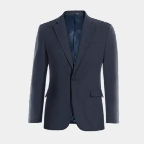  Blazer azul marino de lino solapa ancha slim fit de 1 botón