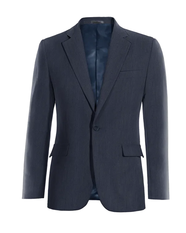  Blazer azul marino de lino solapa ancha slim fit de 1 botón