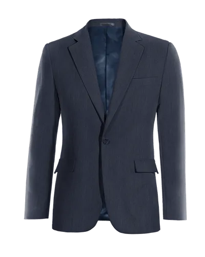  Blazer azul marino de lino solapa ancha slim fit de 1 botón