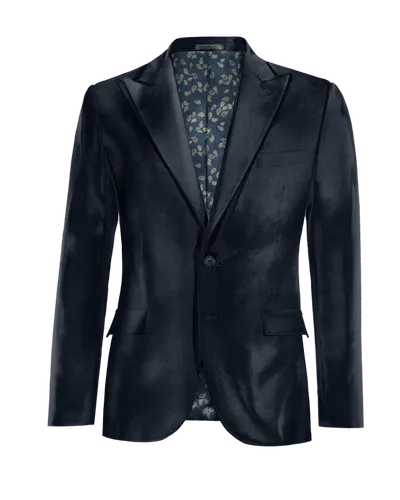  Blazer azul marino de terciopelo solapa en pico edición limitada