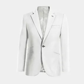  Blazer blanco nieve de lino solapa ancha esencial de 1 botón