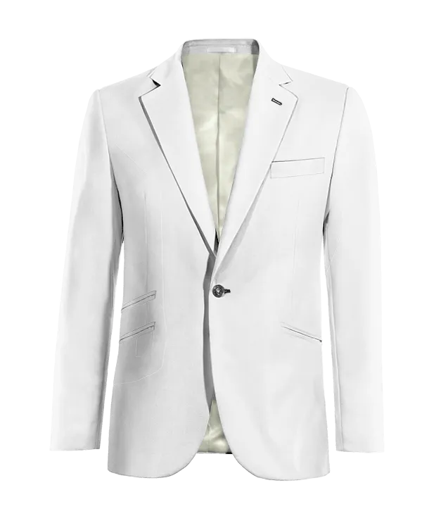  Blazer blanco nieve de lino solapa ancha esencial de 1 botón