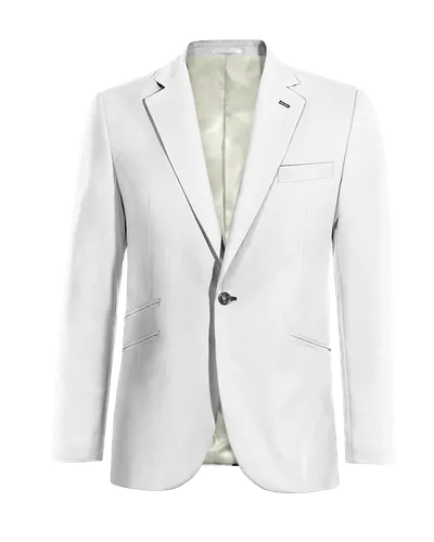  Blazer blanco nieve de lino solapa ancha esencial de 1 botón