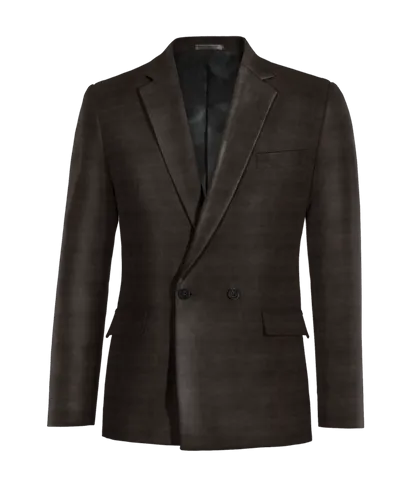  Blazer cruzada gris antracita de Lana pura slim fit