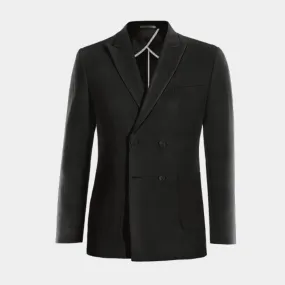  Blazer cruzada sin forro negro rojizo solapa en pico