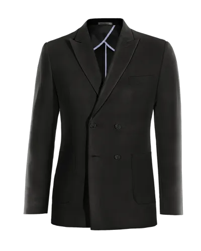  Blazer cruzada sin forro negro rojizo solapa en pico