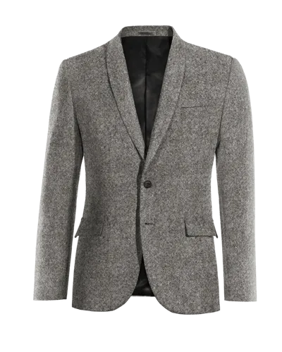  Blazer gris claro de donegal tweed solapa redonda