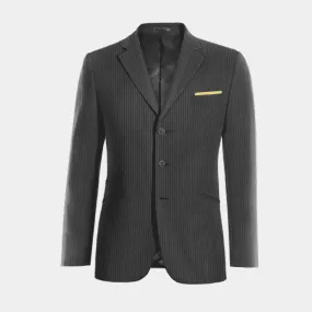  Blazer gris de Lana pura super 100s raya diplomática