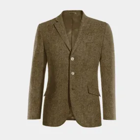  Blazer marrón de donegal tweed slim fit de 3 botones