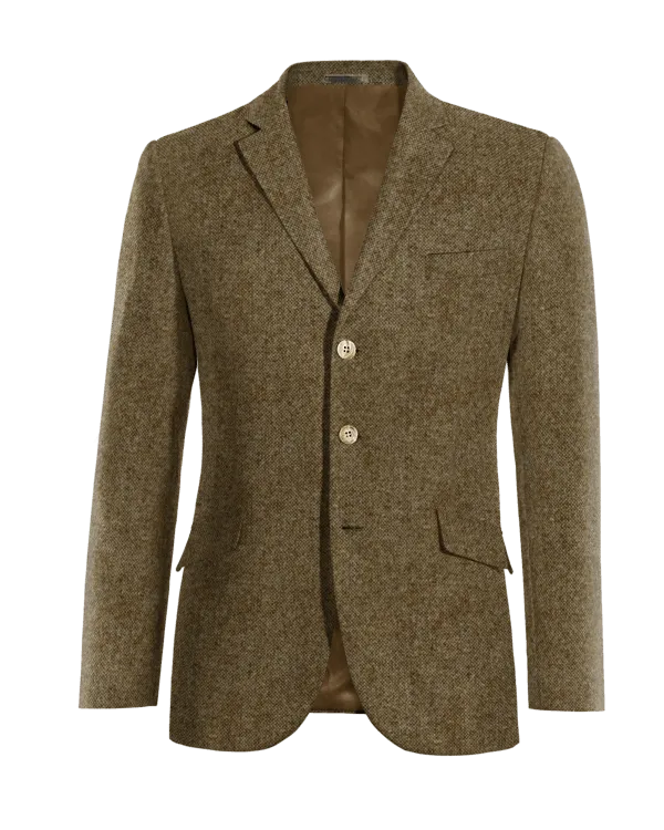  Blazer marrón de donegal tweed slim fit de 3 botones