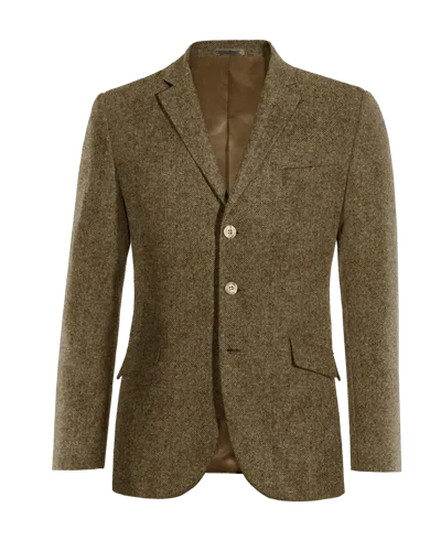  Blazer marrón de donegal tweed slim fit de 3 botones