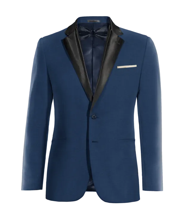  Blazer Smoking azul cobalto de entretiempo y pañuelo