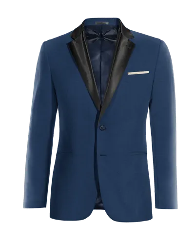  Blazer Smoking azul cobalto de entretiempo y pañuelo