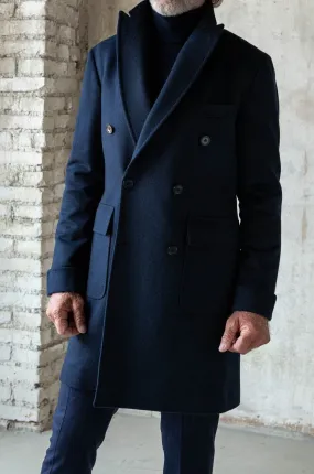 Blue Polo Coat in Loro Piana wool – Made in Italy