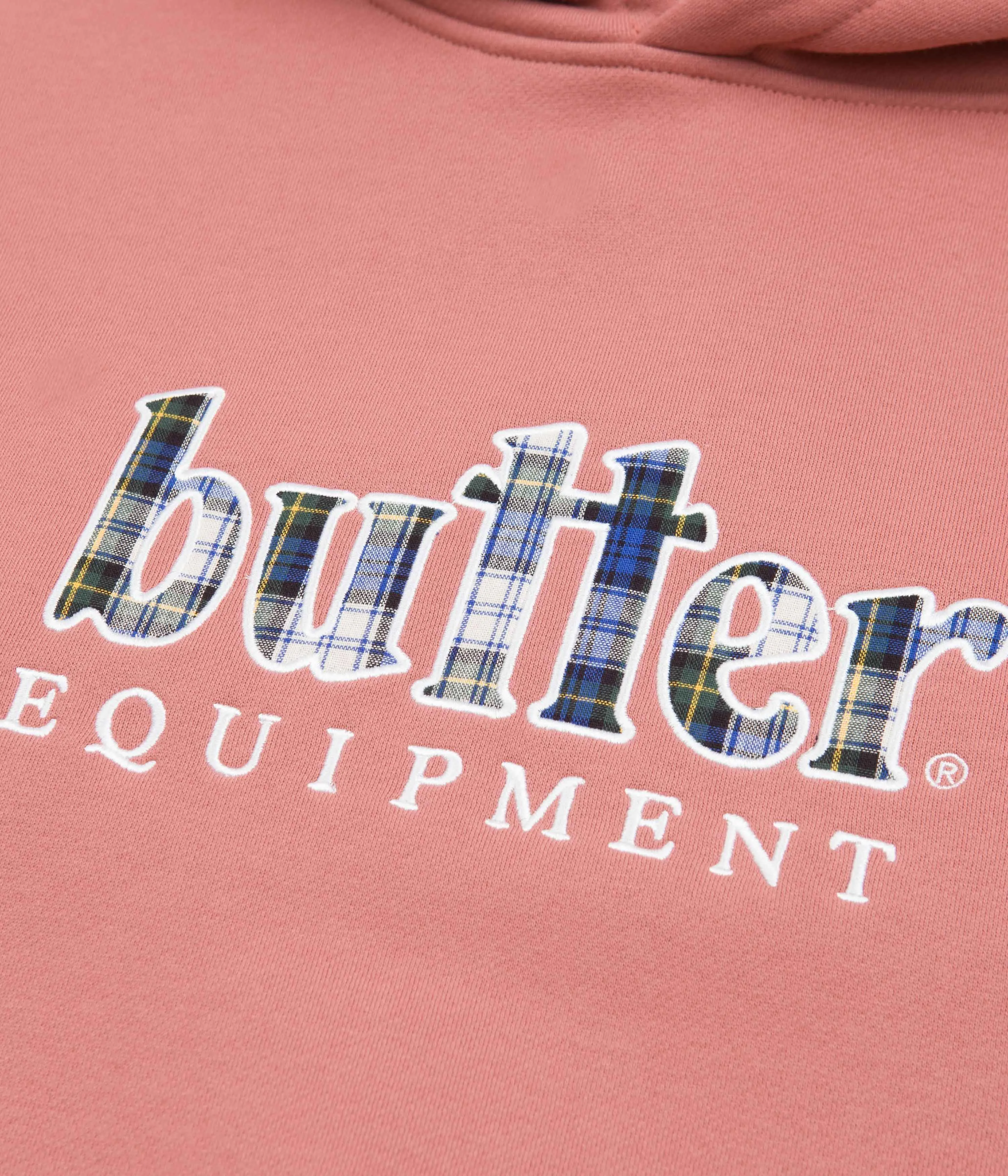 Butter Goods Plaid Applique Hoodie - Coral