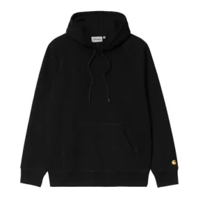 Carhartt WIP Chase Hoody Black / Gold, 58/42% Cotton/Polyester Sweat, 13 oz, regular fit, brushed, flatlock stitching, adjustabl