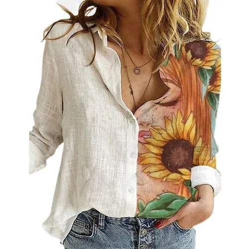 Casual Printed Long-sleeved Loose Shirts