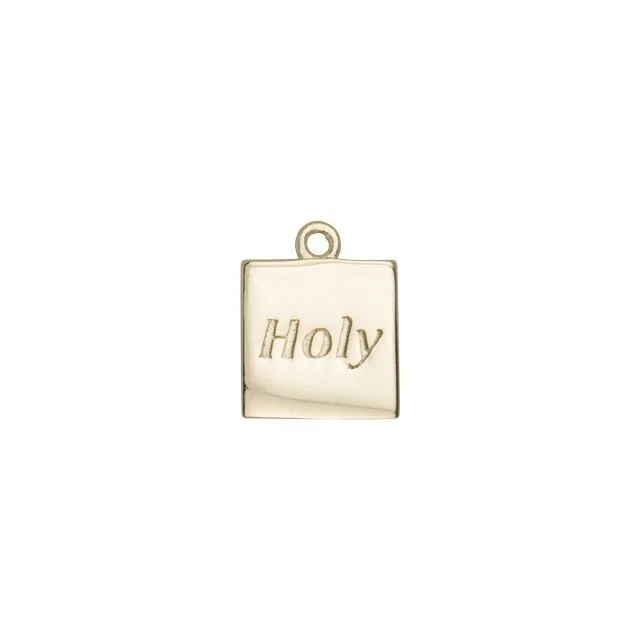 Charm, Square with Message Holy 16x13mm, Gold Plated (1 Piece)