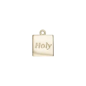 Charm, Square with Message Holy 16x13mm, Gold Plated (1 Piece)