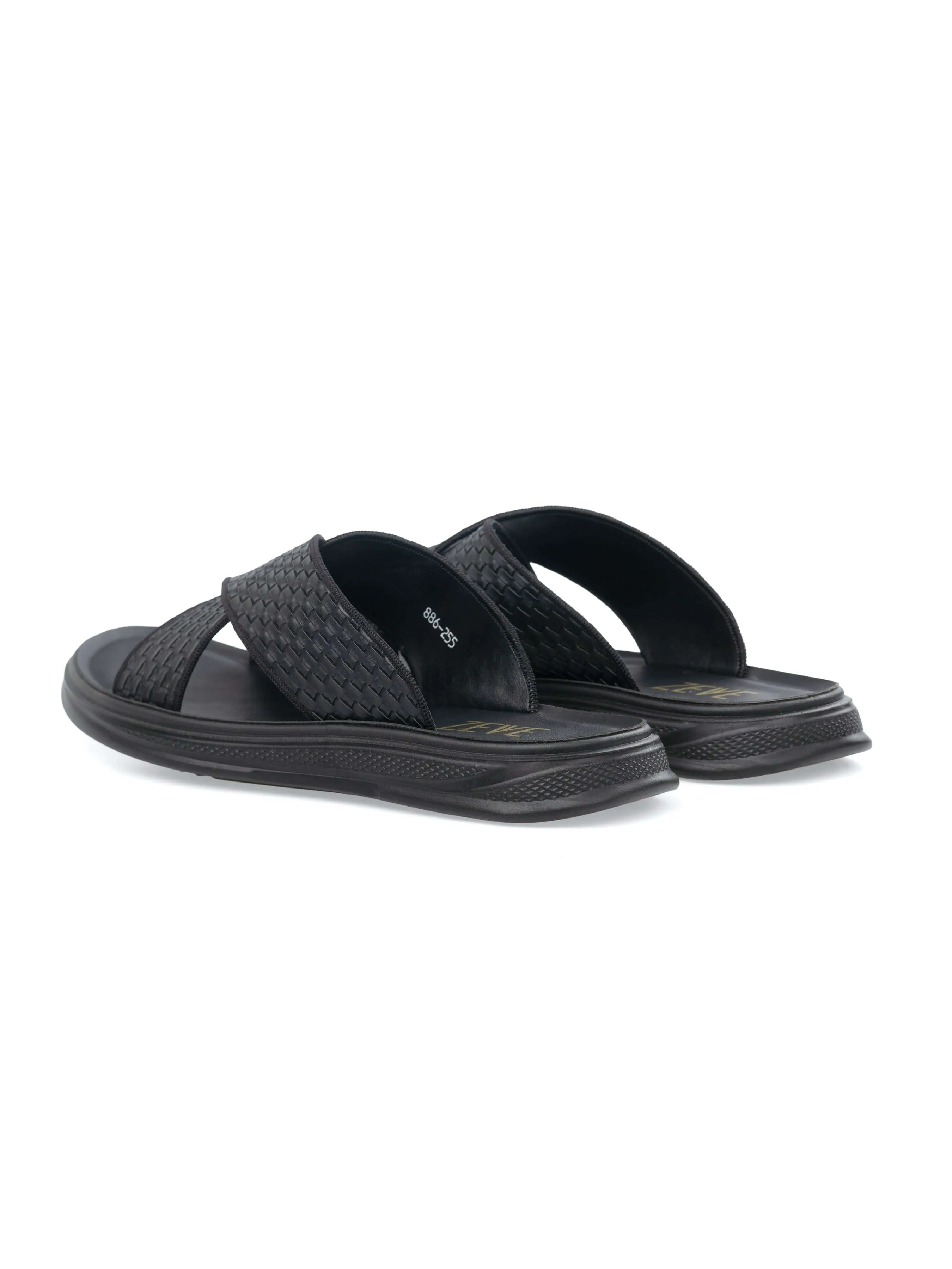 Cross Strap Sandal - Black Woven (Cloud Sole)