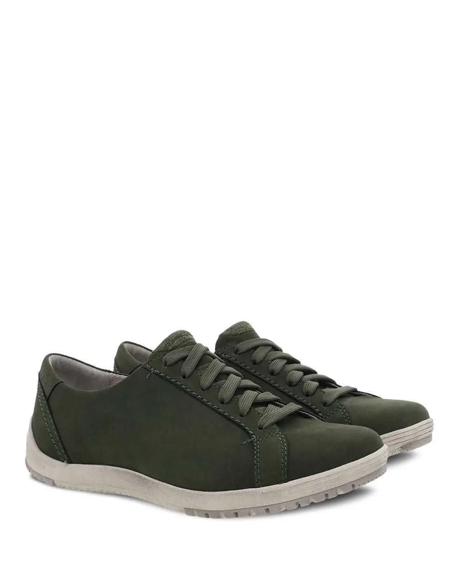 Dansko Womens Leela Moss Waterproof Leather Sneaker- Moss Leather