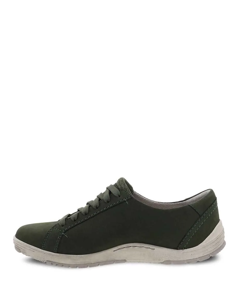 Dansko Womens Leela Moss Waterproof Leather Sneaker- Moss Leather