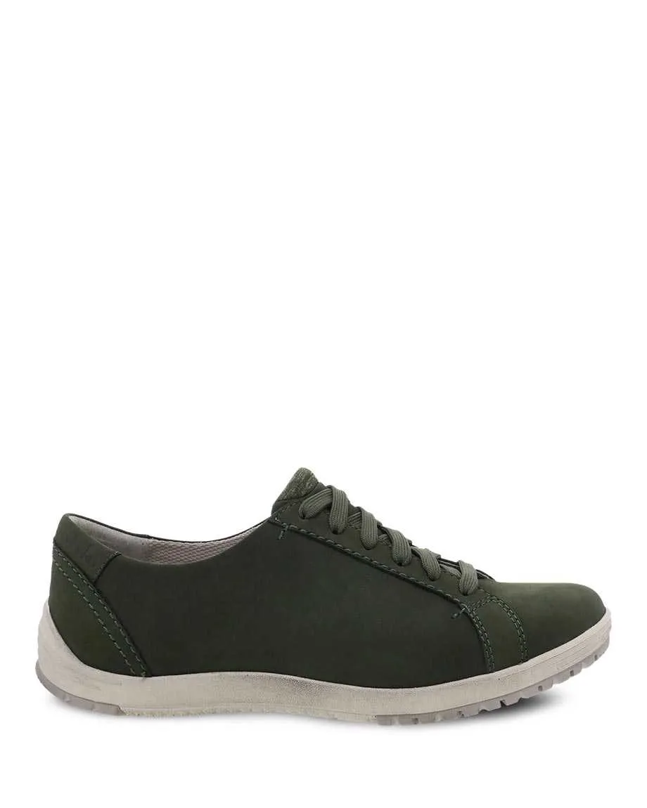 Dansko Womens Leela Moss Waterproof Leather Sneaker- Moss Leather