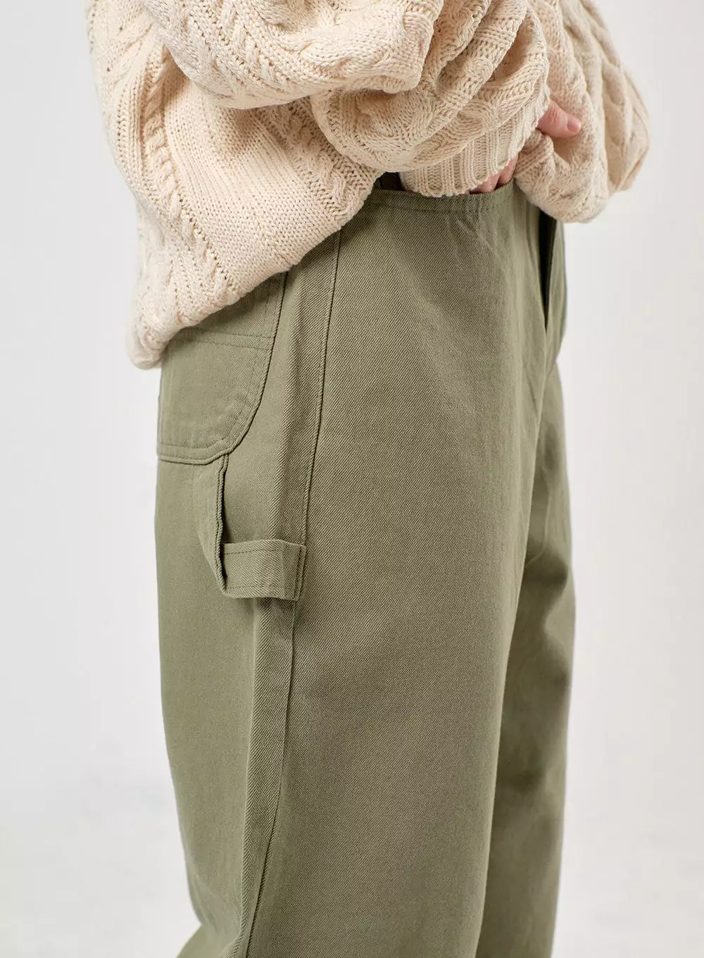 Drawstring Cotton Straight Pants OF405