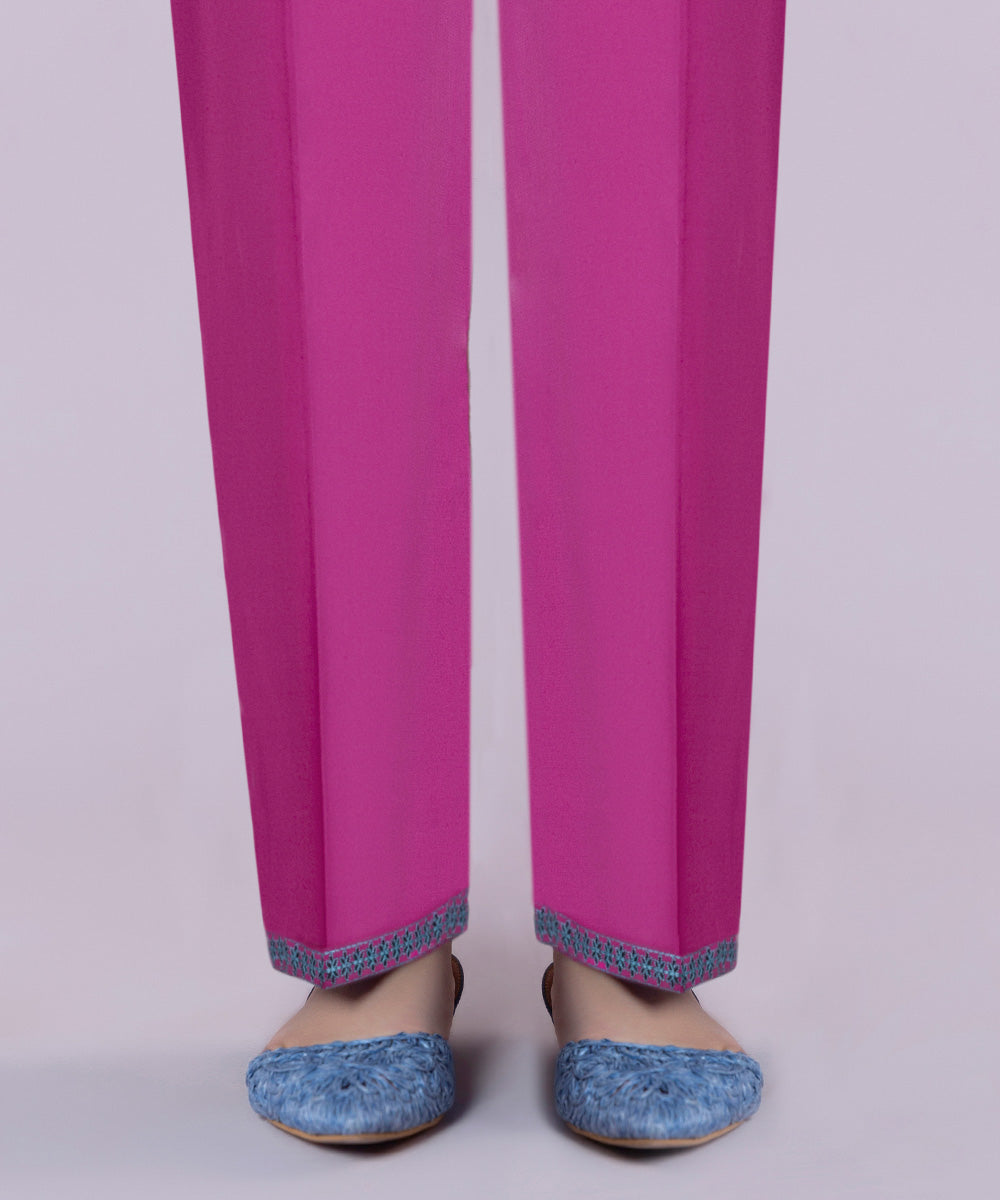 Embroidered Cotton Straight Pants