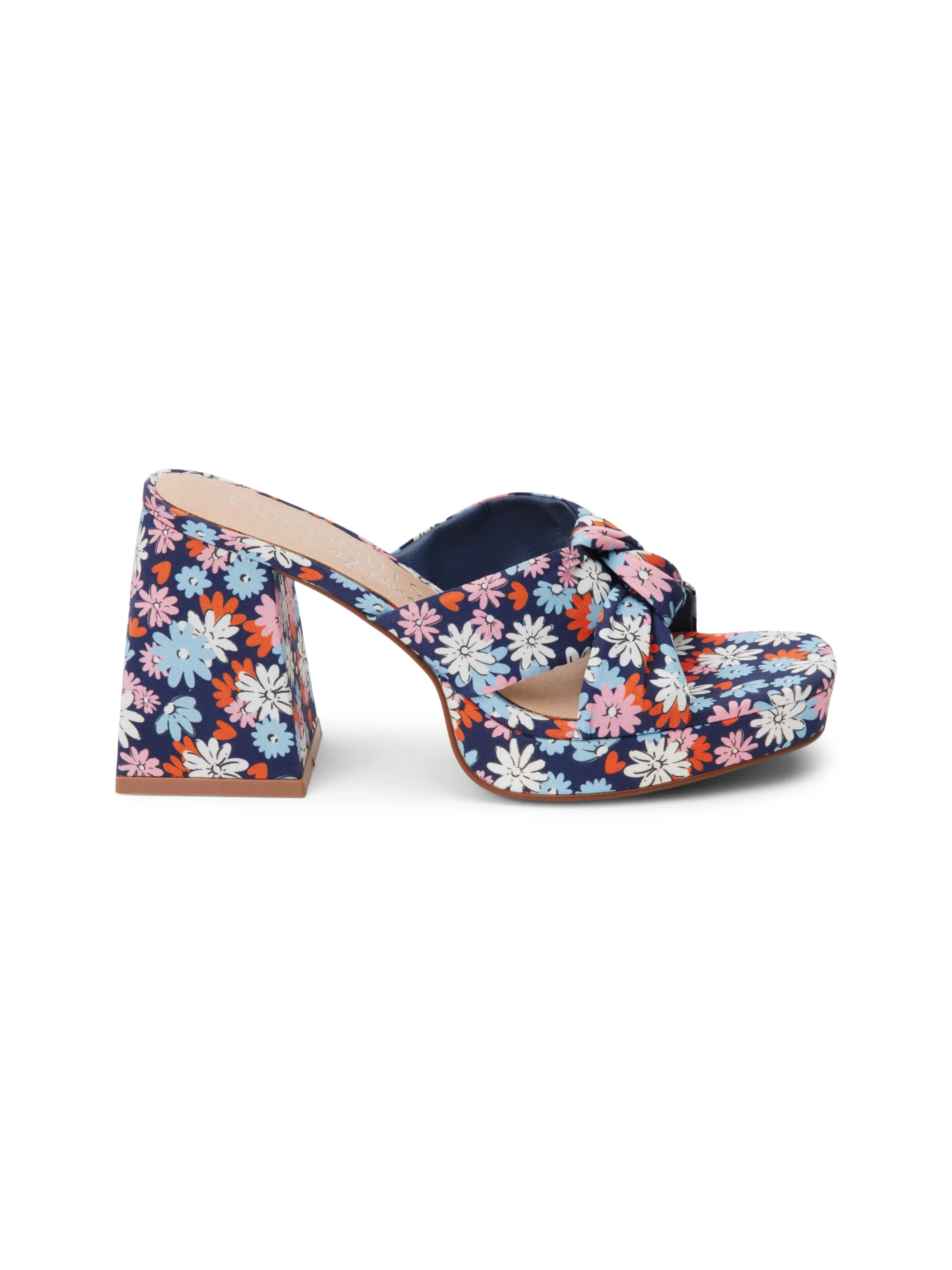 Esme Navy Floral Chunky Heel