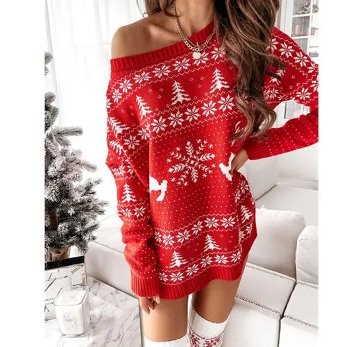 Fashion Elk Polyacrylonitrile Fiber Round Neck Long Sleeve Regular Sleeve Sweater