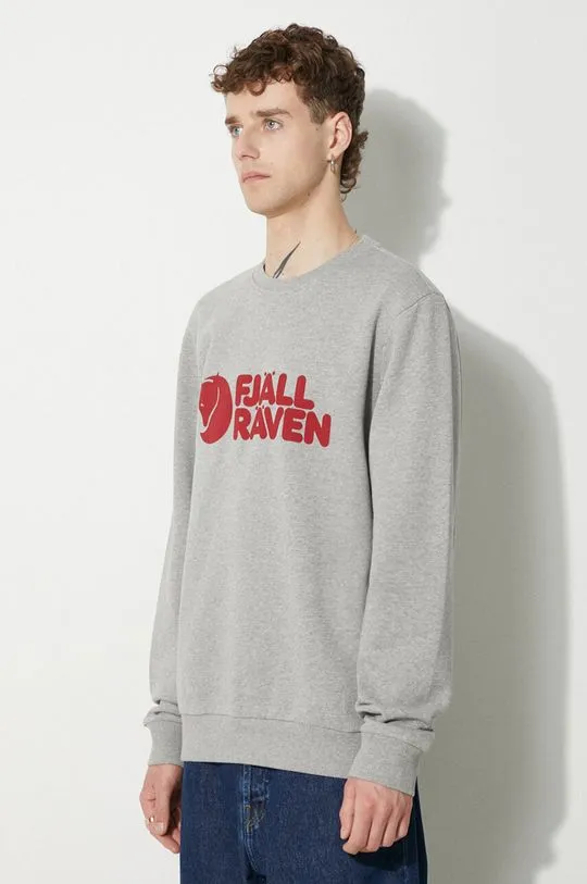 Fjallraven cotton sweatshirt Logo Sweater men's gray color F84142